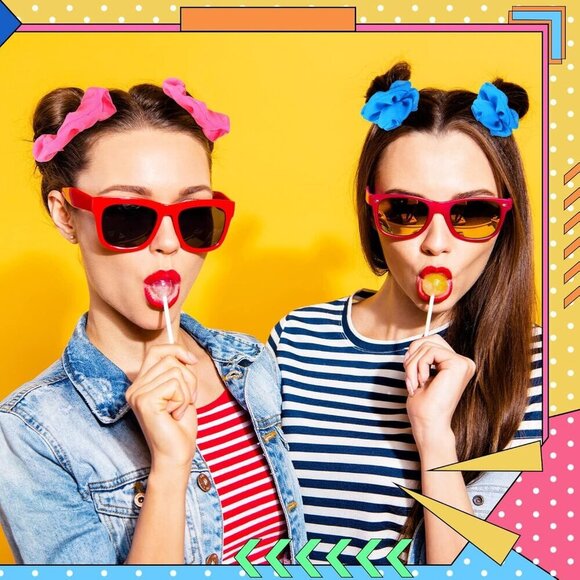 Neon Scrunchies Bulk Polyester 48 Pack Bright Colors 80s Hair Accessories Women main image 6